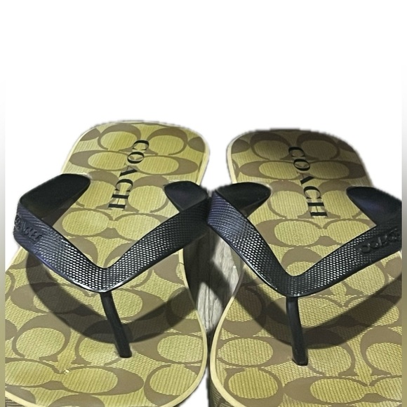 Coach Signature Black and Tan Sandals, Size 10B - Picture 2 of 10
